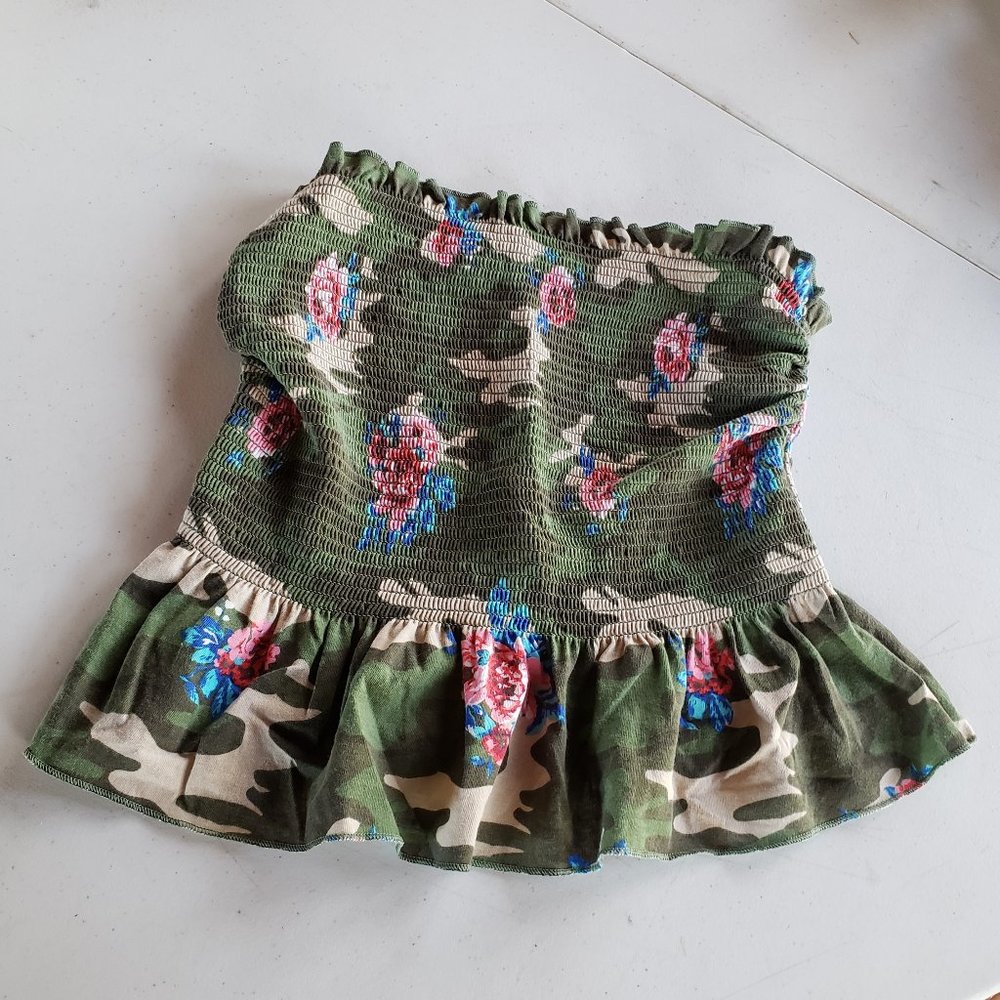 Cute Camo and Floral Tube Top Summer Vacation Size Small